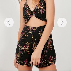 Printed Cut Out Knot Front Romper